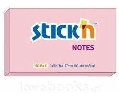 Stickn Lipnūs lapeliai Stick´N 21154, 76x127mm, 100 lapelių, rožinės spalvos