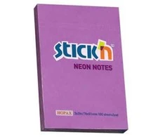 Stickn Lipnūs lapeliai Stick´N 21208, 51x76mm, 100 lapelių, Neoninės violetinės spalvos