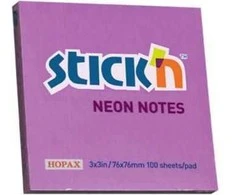 Stickn Lipnūs lapeliai Stick´N 21210, 76x76mm, 100 lapelių, neoninės violetinės spalvos