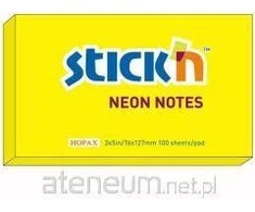 Stickn Lipnūs lapeliai Stick´N 21135, 76x127mm, 100 lapelių, neoninės geltonos spalvos