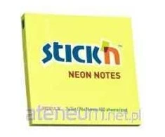 Stickn Lipnūs lapeliai Stick´N 21133, 76x76mm, 100 lapelių, neoninės geltonos spalvos