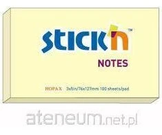BNT Lipnūs lapeliai Stick´N 21009, 76x127mm, 100 lapelių, geltonos spalvos