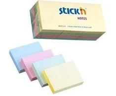 Stickn Lipnūs lapeliai Stick´N 21531, 38x51mm, 12x100 lapelių, 4 pastelinės spalvos
