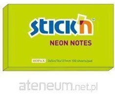 Stickn Lipnūs lapeliai Stick´N 21171, 76x127mm, 100 lapelių, žalios spalvos
