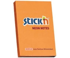 Stickn Lipnūs lapeliai Stick´N 21160, 51x76mm, 100 lapelių,Neoninės oranžinės spalvos