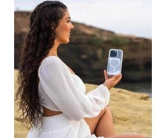 STM Relax Sand MagSafe – dėklas, skirtas iPhone 15 Pro (skaidrus / baltas)