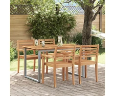 Sodo stalas Pilka 140 x 80 x 75 cm Kietos akacijos mediena