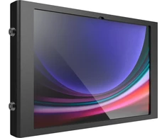 „Stojak Compulocks“ „Compulocks Galaxy Tab S9 Ultra 14.6" Apex Enclosure Wall Mount“ – nešiojamas dėklas, atvira priekinė/galinė kamera ir jutikliai – planšetiniam kompiuteriui – užrakinamas – metalinis rėmas – Juodas – tvirtinamas prie grindų stovo – skirtas „Samsung Galaxy Tab“