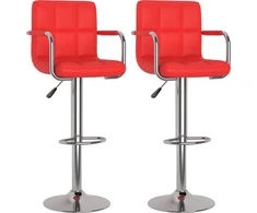 Baro taburetės, 2vnt., raudonos, dirbtinė oda