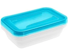 Keeeper Set of food containers rectangular 3x2,4L Fredo "Fresh" transparent/light mėlynas