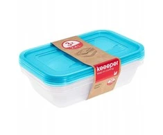 Keeeper Set of food containers rectangular 3x2,4L Fredo "Fresh" transparent/light mėlynas