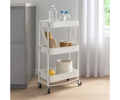Storage Solutions Virtuvės vežimėlis sulankstomas 3 lygių, metalinis, 45,5 x 29,5 x 77 cm