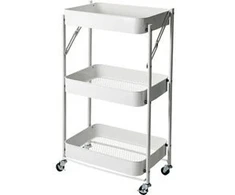 Storage Solutions Virtuvės vežimėlis sulankstomas 3 lygių, metalinis, 45,5 x 29,5 x 77 cm