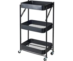 Storage Solutions Virtuvės vežimėlis sulankstomas 3 lygių, metalinis, 45,5 x 29,5 x 77 cm