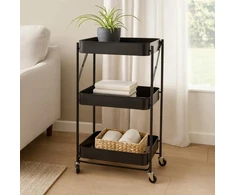 Storage Solutions Virtuvės vežimėlis sulankstomas 3 lygių, metalinis, 45,5 x 29,5 x 77 cm