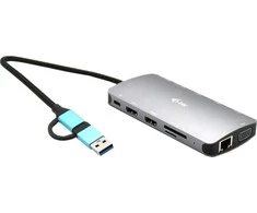 I-TEC USB-C metalinis nano dokas 2xHDMI 1xVGA 1xSD kortelių skaitytuvas 1xmicroSD kortelių skaitytuvas 1xGLAN 3xUSB 2.0 1xUSB 3.2 1xUSB-C3.2duomenys 1xUSB-C PD