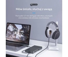 Orico prijungimo stotelė su M.2 NVMe korpusu, aktyviu PD 100W, HDMI 2.0, garso jungtimi, RJ-45, kortelių skaitytuvu