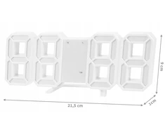 Strado 4in1 3D LED skaitmeninis laikrodis, sieninis žadintuvas, termometras, data, baltas