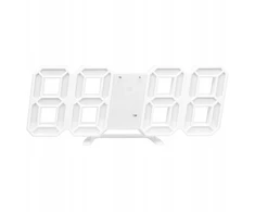 Strado 4in1 3D LED skaitmeninis laikrodis, sieninis žadintuvas, termometras, data, baltas