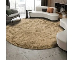 Strado apvalus kilimėlis Shaggy Strado 300x300 CappuccinoCamel (šviesiai rudas)