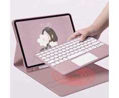Strado Dėklas su klaviatūra Bluetooth touchpad do iPad Pro 13 Gen5 (Rožinė)