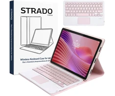 Strado „Lenovo Tab 10.1 2025“ dėklas su jutikline klaviatūra, rausvas – apsauginis su stovu