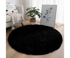 Strado Shaggy apvalus kilimėlis 120x120 BlackSky (Juodas), universalus