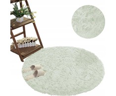 Strado Shaggy apvalus kilimėlis 120x120 WhiteLime, universalus