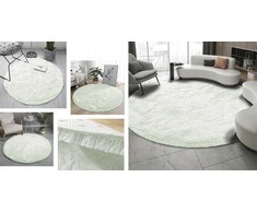 Strado Shaggy apvalus kilimėlis 120x120 WhiteLime, universalus