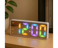 Strado Žadintuvas elektroninis skaitmeninis LED 24 val. garsus žadintuvas snaudimo temperatūra, baltas