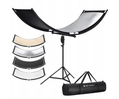 Studijinis 4 viename lenktas U formos reflektorius 180x60cm + K&amp;f trikojis / Kf18.0012 / Lenkti reflektoriai