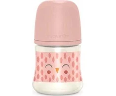 Suavinex 307831-STIKLINIS BUTELIS 120ML/FIZIOLOGINIS SNAP ŽIEDUKLIS SX PRO LĖTOS TEKĖJIMO/ROŽINĖ PELĖDA/BONHOMIA