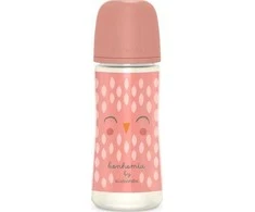 Suavinex 307837-Buteliukas 360ML/SMOCZEK FIZJOLOGICZNY SX PRO DUŻY PRZEPŁYWA/SOWA RÓŻOWA/BONHOMIA