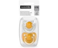 SUAVINEX - 308257-ANATOMINIAI SILIKONINIAI RAFINIAI 2 VNT./6-18M/GELTONI/SAPNOS