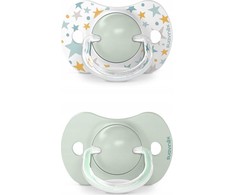 Suavinex 308275-PHYSIOLOGICAL čiulptukas SX PRO SILICONE 2 vnt./6-18M/ŽALIAS/SVAJONĖS
