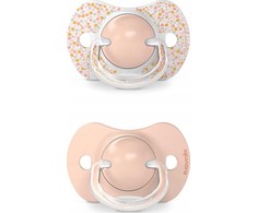 Suavinex 308276-PHYSIOLOGICAL čiulptukas SX PRO SILICONE 2 vnt./6-18M/PEACH/DREAMS
