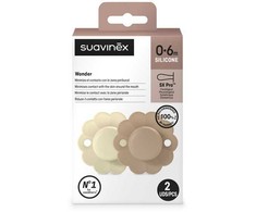 Suavinex SUAVINEX - 308404-FIZIOLOGINIS ŽINDYKAS SX PRO SILIKONINIS 2VNT/0-6M/WGRAY-CORK/WONDER