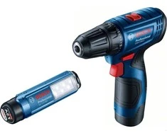 BOSCH suktuvas - gręžtuvas GSR 120-LI 12V 30/14Nm 2x2,0Ah. lagaminas+ prožektorius GLI 12V-300