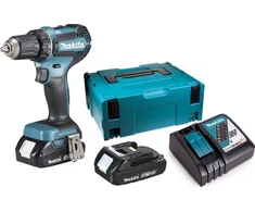 Makita smūginis suktuvas gręžtuvas DHP485RAJ 18V 2x2,0Ah MAKPAC + grąžtų rinkinys D-73455
