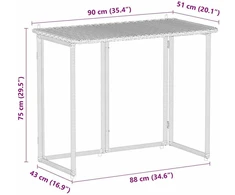 Sulankstomas sodo stalas, pilkas, 90x51x75 cm, polirotangas