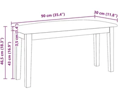 Suoliukas 90 cm Balta medžio masyvo guma