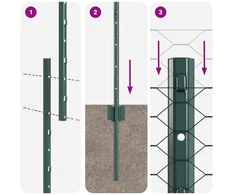 Tvora su stulpais Žalia 1 x 100 m Plienas ir PVC