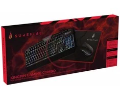 Surefire „KingPin“ žaidimų klaviatūros rinkinys (itališka QWERTY klaviatūra, 7 mygtukų RGB pelė ir pelės kilimėlis)