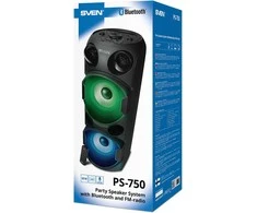 SVEN PS-750 2x40W; LED ekranai; TWS; FM radijas; AUX; USB/SD kortelės palaikymas;Apšvietimas; Mikrofono įvestis (karaoke); Nuotolinio valdymo pultas; Integruotas ekvalaizeris