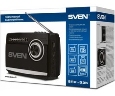 Garsiakalbis SVEN SRP-535, juodas (3W, FM/AM/SW, USB, Micro SD, žibintuvėlis, baterija)