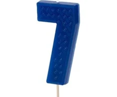 PartyDeco gimtadienio žvakė Nr. 7, 6 cm, mėlyna, 31357