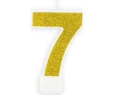 PartyDeco Gimtadienio žvakutė nr 7 auksinė blizganti 7cm