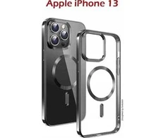 Dėklas Swissten Clear Jelly Magstick Metallic iPhone 13 Juodas