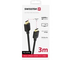 Swissten HDMI į HDMI 4K kabelis 3m
