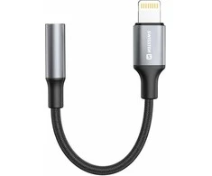 SWISSTEN TEXTILE Audio adaptér Lightning - 3.5mm Jack 0.15m juoda